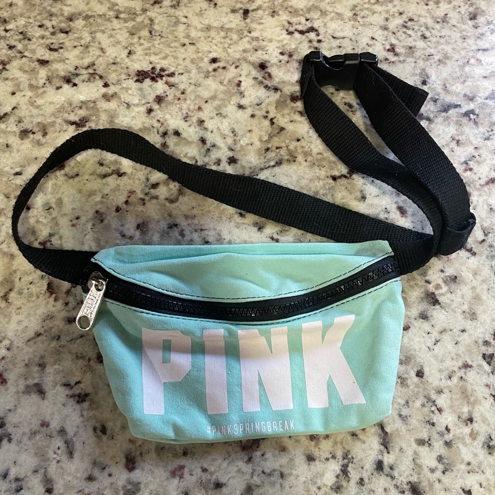 PINK, teal blue Fanny pack